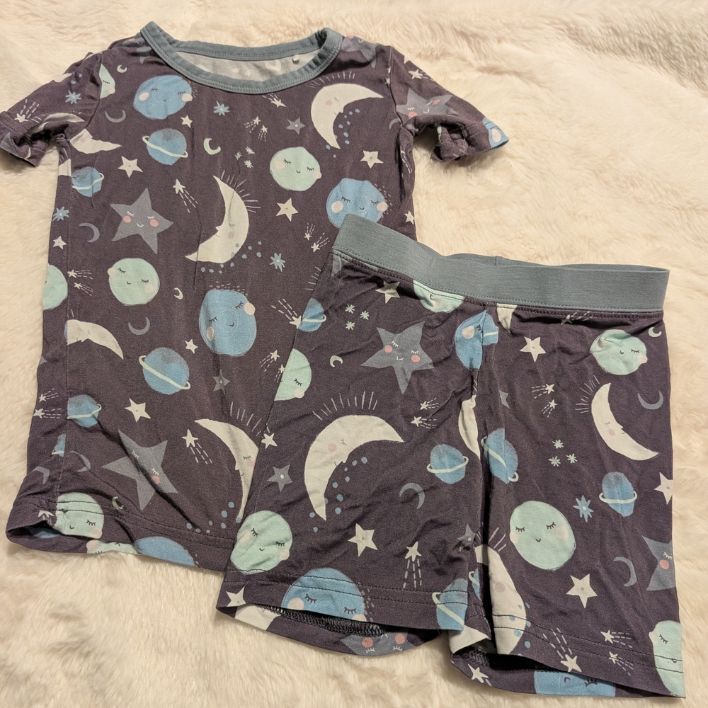 Kids Space-Themed Pajama Set - Blue and Gray